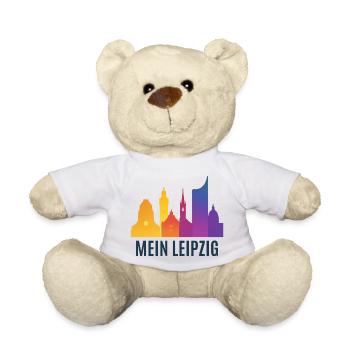 Leipzig Farbverlauf Skyline - Teddy - Weiß - Vorne