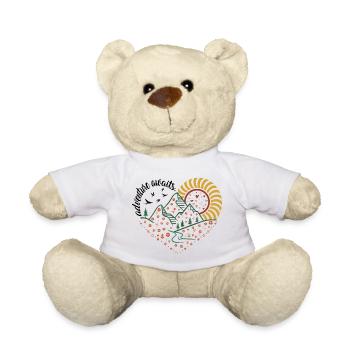 Adventure Awaits – Inspired by 70s Travel Posters - Teddy Bear - white - Front