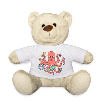 Summer octopus with surf and accessories - Teddy Bear - white - Front