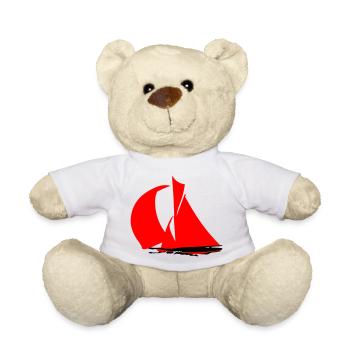Rotes Segelboot Silhouette - Teddy - Weiß - Vorne