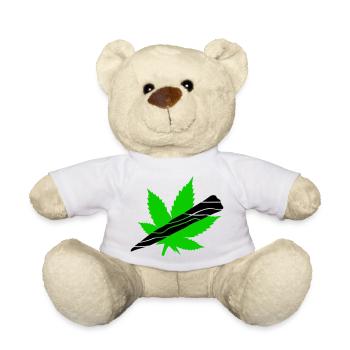 Neon Cannabisblatt Grafik - Teddy - Weiß - Vorne