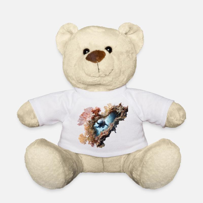 Coral Reef Diver Adventurer - Teddy Bear - white