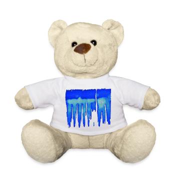 abstrait - fond bleu - Nounours - blanc - Devant