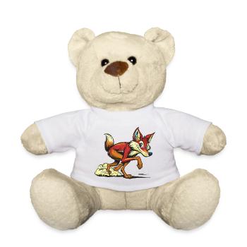 Red Fox Cartoon Sprint - Teddy Bear - white - Front