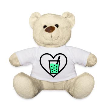Bubble Tea Heart Boba Drink Sweet Trend - Teddy Bear - white - Front
