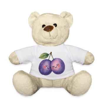 Zwei verliebte Pflaumen Valentinstag Liebe - Teddy - Weiß - Vorne