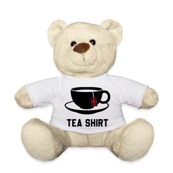 Tea Shirt – Calm Teacup Pun - Teddy Bear - white - Front