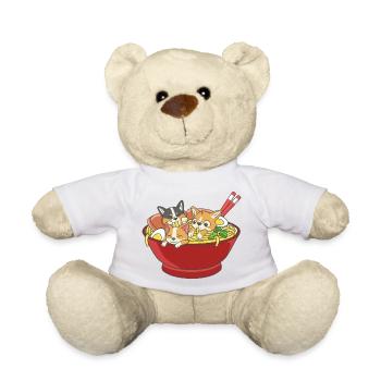 Trois Corgi Dogs mignons Ramen Nouilles Nourriture japonaise - Nounours - blanc - Devant