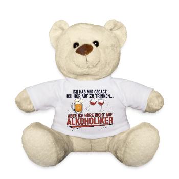 Witziger Trinkspruch mit Bier & Wein - Teddy - Weiß - Vorne