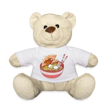 Japanese Ocean Wave Ramen Noodle Soup Art Gift - Teddy Bear - white - Front