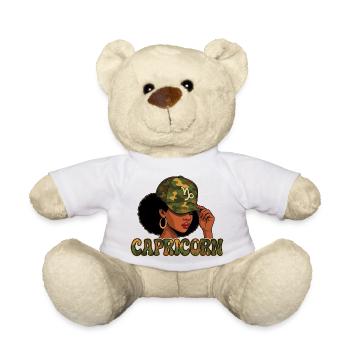Capricorn Queen – Camo Afro Girl Vibes - Teddy Bear - white - Front