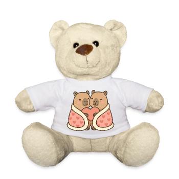 Capybara Couple Snuggled Up – Valentine's Motif - Teddy Bear - white - Front