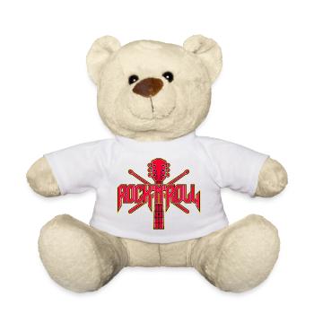 RocknRoll-Gitarren- und Drumsticks-Wappen - Teddy - Weiß - Vorne