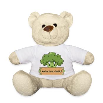 Broc-tastic Kawaii Broccoli Tee - Teddy Bear - white - Front