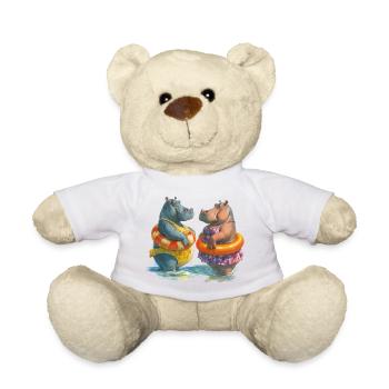 Hippo pool friends in summer - Teddy Bear - white - Front