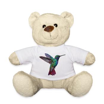 Kolibri im bestickten Look (gedruckt) - Teddy - Weiß - Vorne