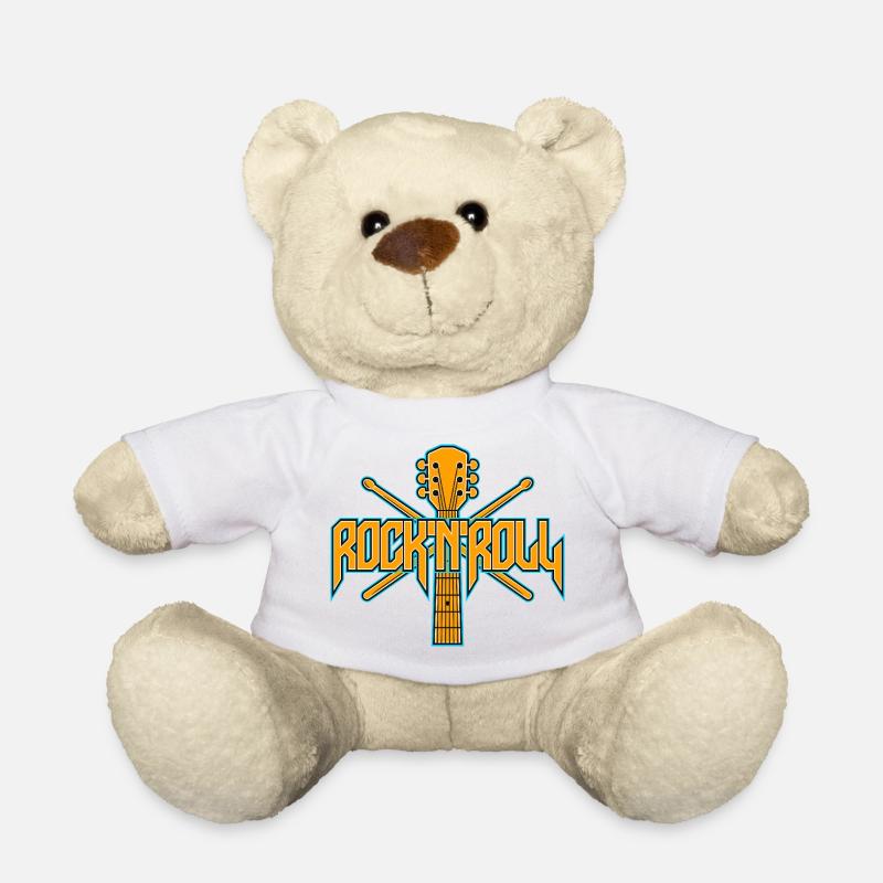 Rocknroll-Gitarre und Drumsticks-Emblem - Teddy - Weiß