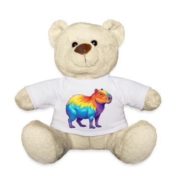 Colorful Capybara Rainbow Pop Art Watercolor - Teddy Bear - white - Front