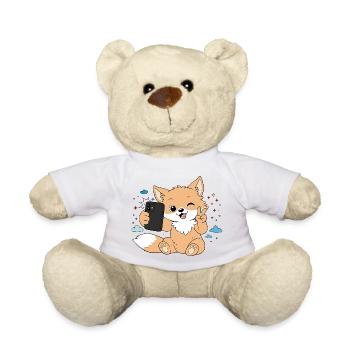 Niedlicher Fuchs macht Selfie – Lustiges Motiv - Teddy - Weiß - Vorne