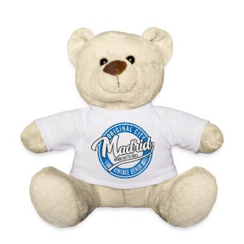 Estampe original en denim vintage de Madrid - Nounours - blanc - Devant