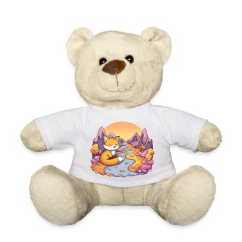 Kleiner Fuchs am Fluss im Sonnenuntergang - Teddy - Weiß - Vorne