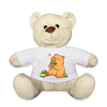 Capybara loves vegetables – relaxed & cute - Teddy Bear - white - Front