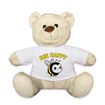 Bee Happy – Cute Cartoon Bee in Yellow Black - Teddy Bear - white - Front