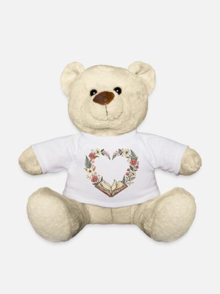 Vintage-Bücherliebhaber Valentine Floral Heart - Teddy - Weiß