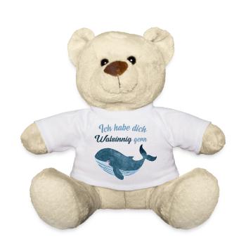 Walsinnig gern – Lustiger Wal Spruch - Teddy - Weiß - Vorne