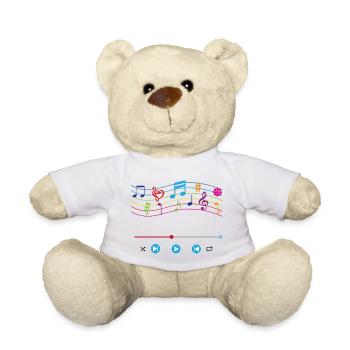 Music notes, music player, colourful music symbols - Teddy Bear - white - Front