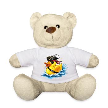 Freche Gummiente im Piratenlook mit Augenklappe - Teddy - Weiß - Vorne