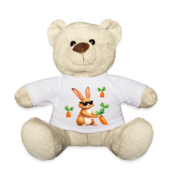 Un lapin avec des lunettes de soleil et une carotte - Nounours - blanc - Devant