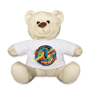 Fußballheld schießt Feuerball Fussball Ball Motiv - Teddy - Weiß - Vorne