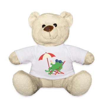 Relaxter Frosch am Strand - Teddy - Weiß - Vorne