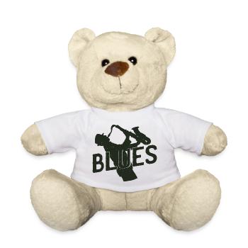 Saxophoniste avec blues – Conception cool de saxophone pour - Nounours - blanc - Devant