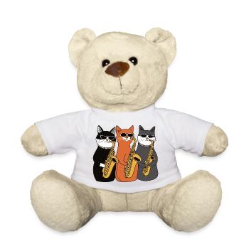 Trio de saxophone chat - Nounours - blanc - Devant