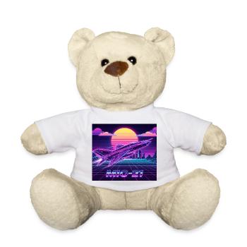 Mig-21 Retro Futuristic Neon - Teddy Bear - white - Front