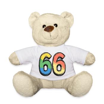 66 Zahl Bunt - Teddy - Weiß - Vorne