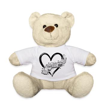 T-shirt Book Lover : Cœur des livres Design, lecture - Nounours - blanc - Devant