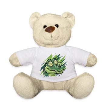 Krokodil-Groove Cartoonprint - Teddy - Weiß - Vorne