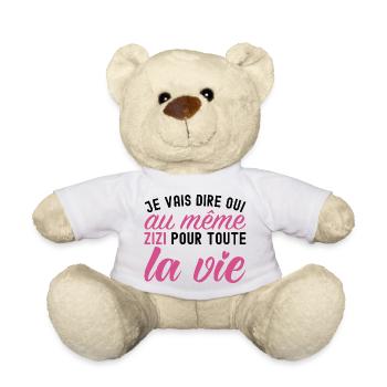 EVJF Le Même Zizi pour Toute La Vie Future Mariée - Nounours - blanc - Devant