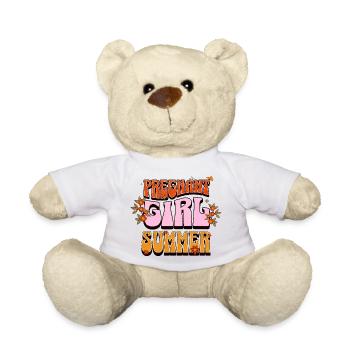 Pregnant Girl Summer – Retro Pregnancy Desig - Teddy Bear - white - Front