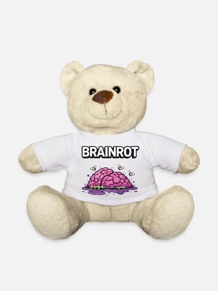 Brainrot Zombie Brain - Teddy Bear - white