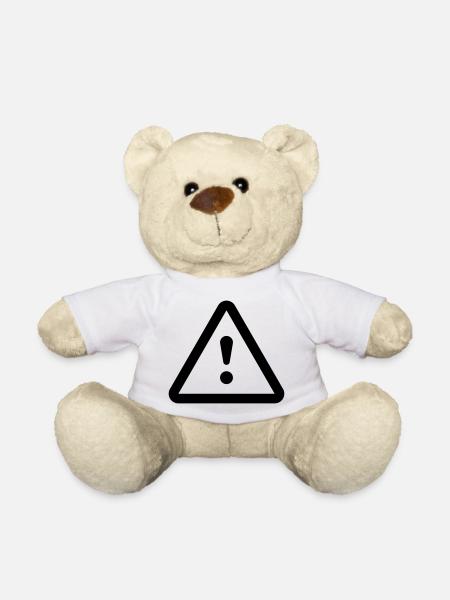 Danger Attention Danger - Teddy Bear - white