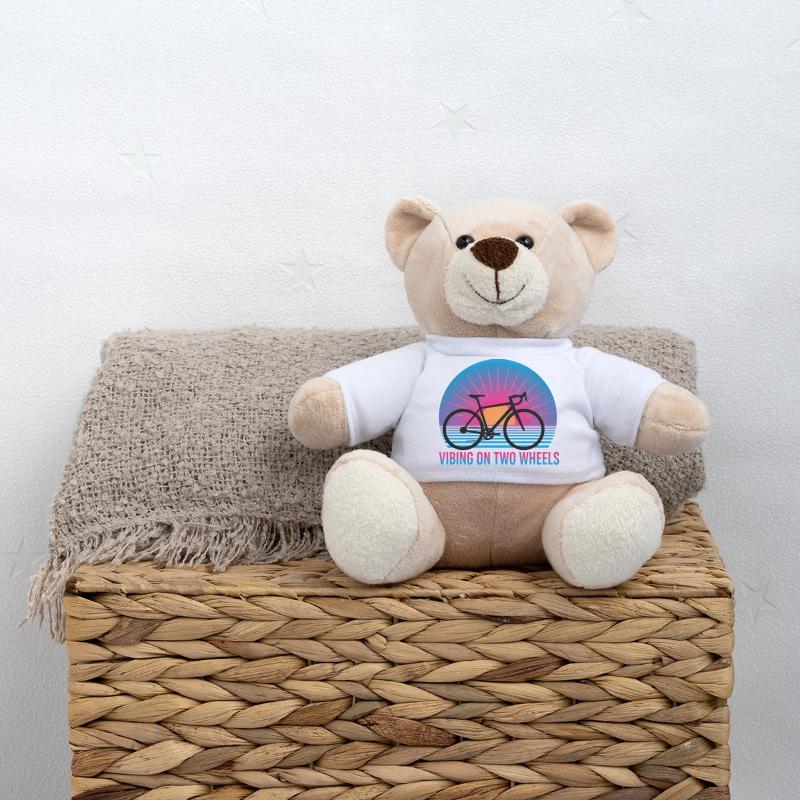 Vibing On Two Wheels Synthwave Road Bike Teddy Bear