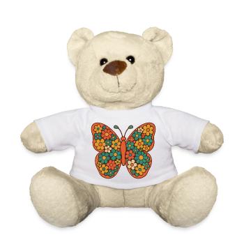 Flower Wings Butterfly Art - Teddy Bear - white - Front