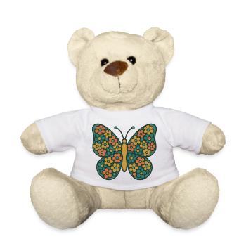 Papillon aux ailes de fleurs - Nounours - blanc - Devant