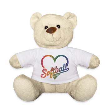  Softball Regenbogen Herz Softball Liebe Pride Fan - Teddy - Weiß - Vorne