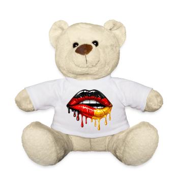 German Girl Deutschland Flagge Lippen Fußball - Teddy - Weiß - Vorne