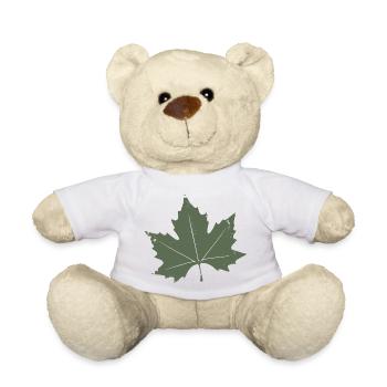 Green Maple Leaf - Teddy Bear - white - Front
